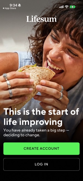 Lifesum onboarding welcome screen with the tagline This is the start of life improving