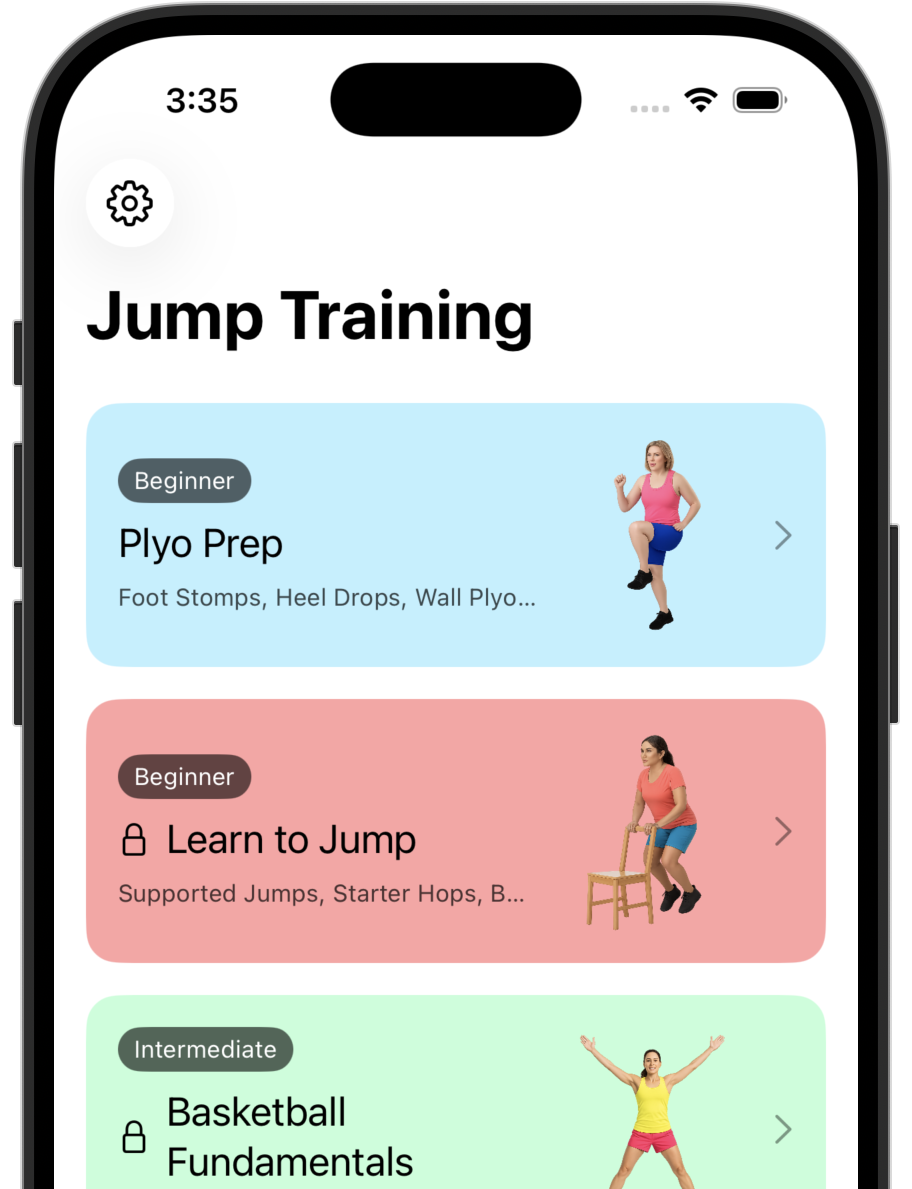 Springy plyometrics app on iPhone showing a jump training workout