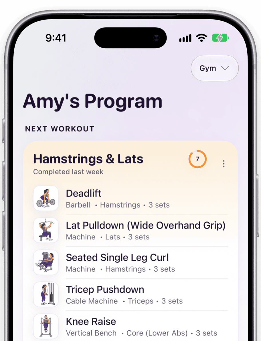 StrongEra strength training app on iPhone showing a progressive workout plan for women in midlife